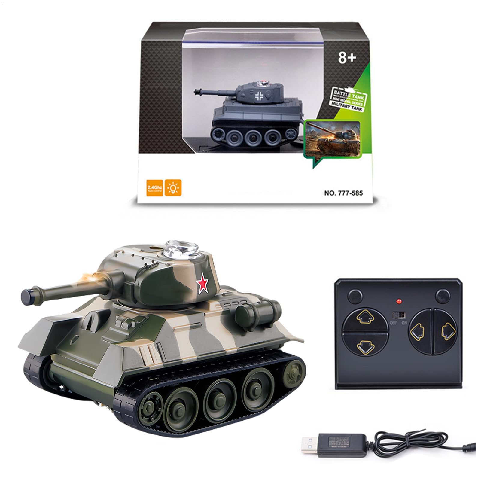 Générique Mini RC Tank - Véhicule Militaire télécommandé sans Fil | Tour rotative à 360 °, Jouet modèle Militaire simulé avec Son et lumières, Panzer Tactique à Petite échelle pour et Amateurs