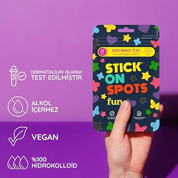 STICK ON SPOTS SOS Band Fun Pimple Patch Hidrokolloid Sivilce ve Akne Bandı 20 Adet (3 paketi)