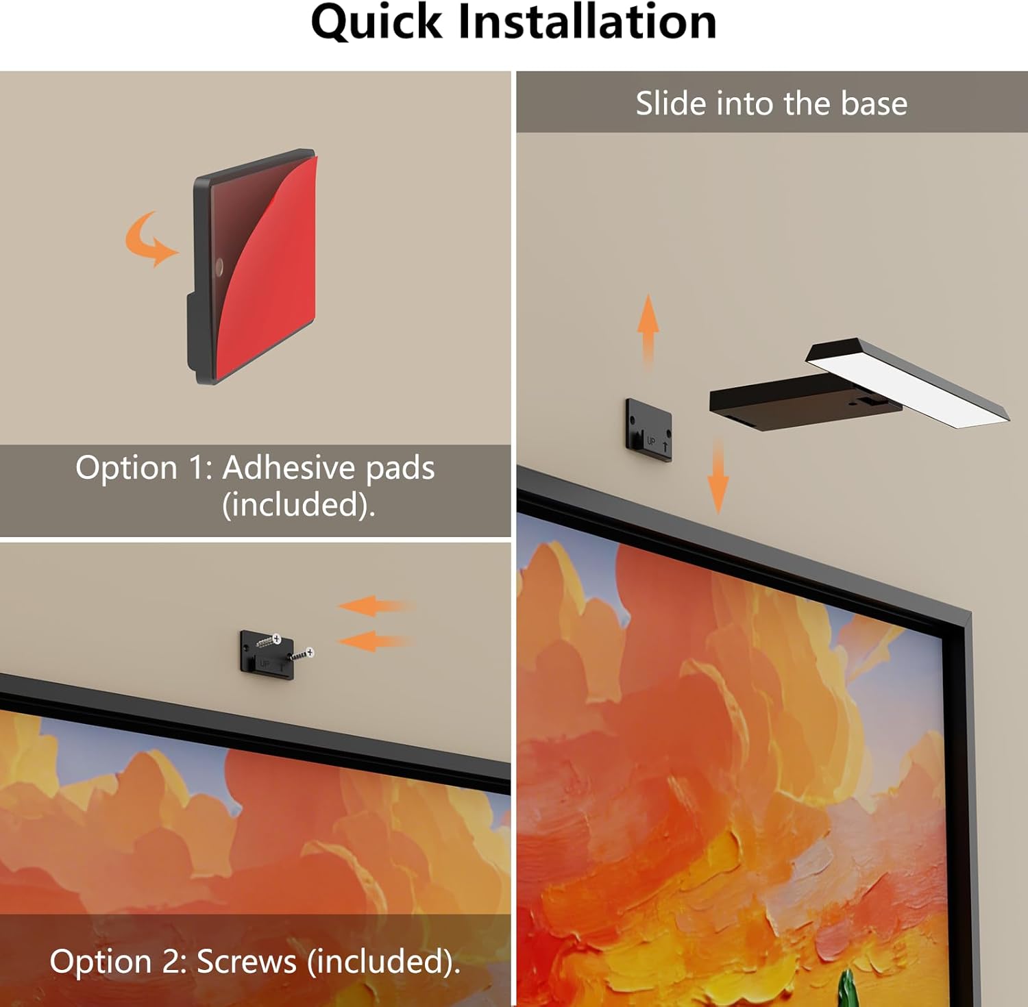 Kitloo Picture Lights for Wall, 6000mAh Rechargeable Battery Powered, Remote Control Wall Sconces with 3 Colors & Dimmable, LED Art Lights for Paintings, Gallery, Dartboard, Black, 2 Pack