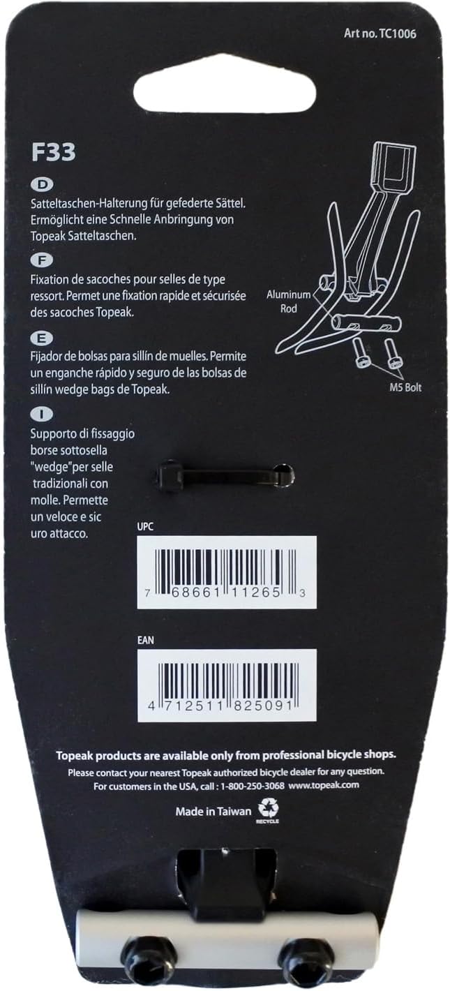 Topeak F33 15800002 Nylon and Stainless Steel Bracket for Spring-Loaded Saddles Black / Silver