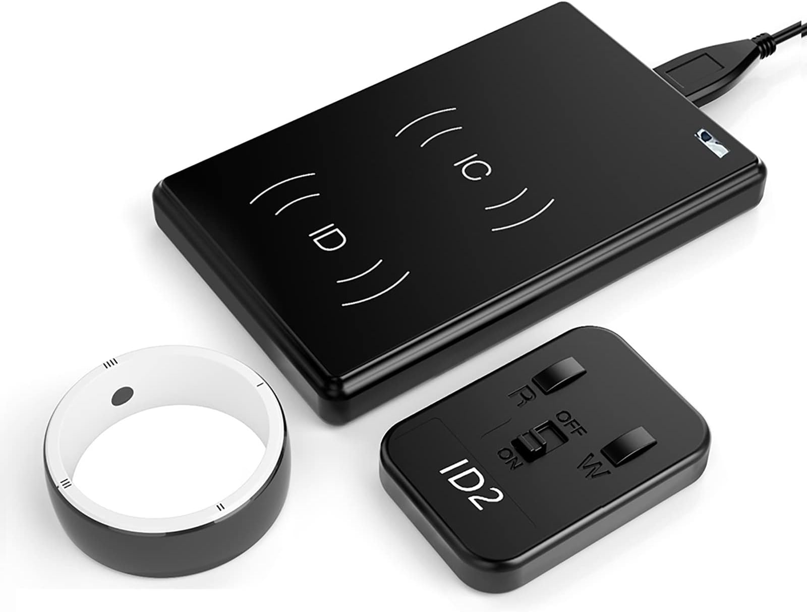 DISHENGZHENR5 Smart Ring, Multi-Function Ring with CDS RFID Replicator, Build-in 6 RFID Cards and 2 Health Stones,Controller IC/ID/NFC Reader NFC Phone Smart Rings, Compatible with IOS and Android