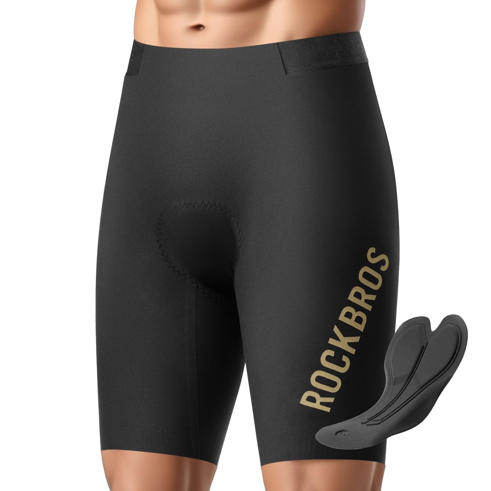 ROCKBROS Pantaloncini Ciclismo Uomo Estivo con Fodello 3D, Pantaloncini Asciugatura Rapida, Traspirante e Antiscivolo, Abbigliamento One-Piece Senza Cuciture per Bici Bicicletta MTB, Nero