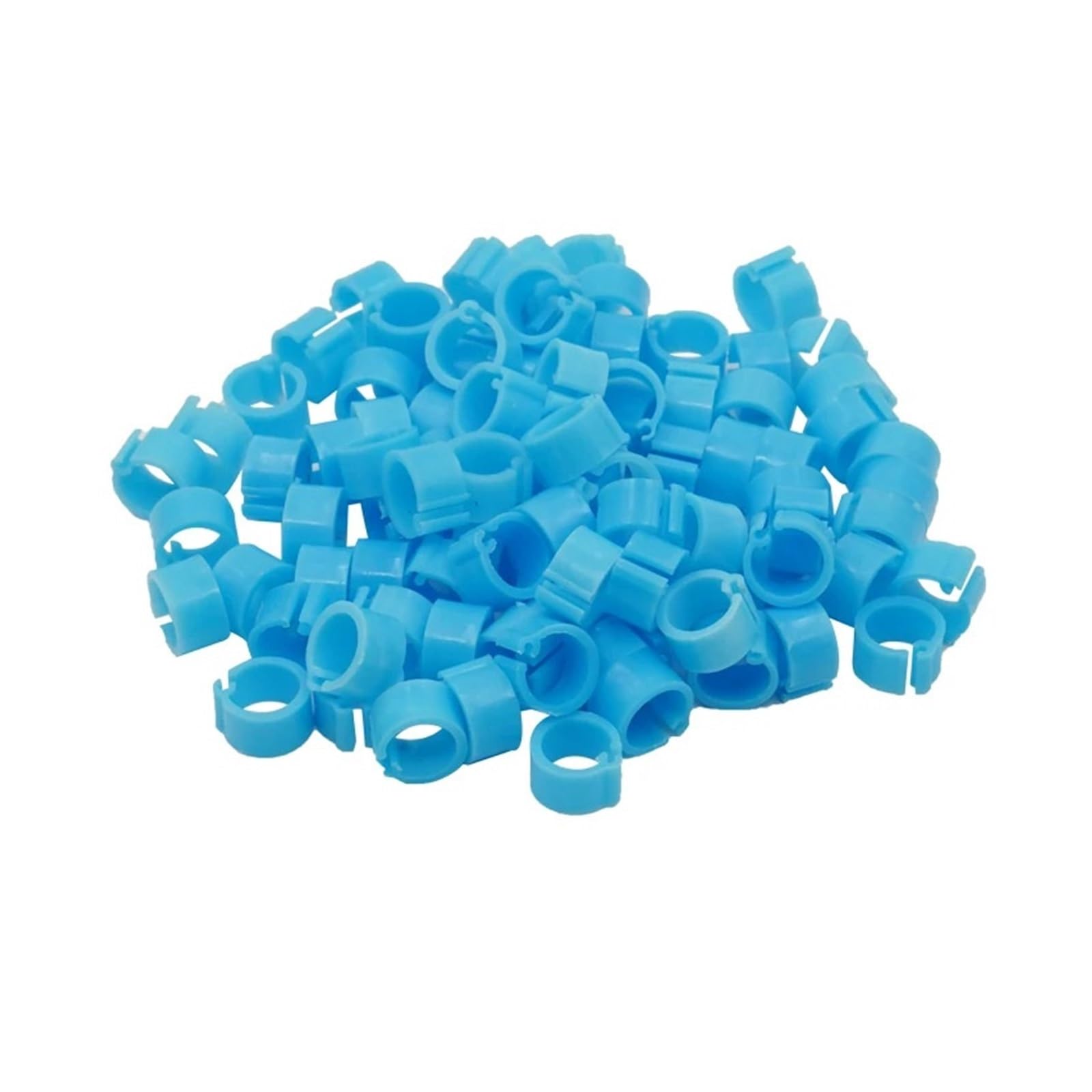 100Pcs Plastic Clip Bird Foot Rings，Compatible Pigeon Quail Farm Bird Identification Accessories(Light Blue no words)