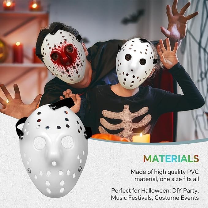2 Pack Halloween Hockey Mask, DIY Full Face Horror Hockey Mask Masquerade Cosplay Prop Party Costume Mask