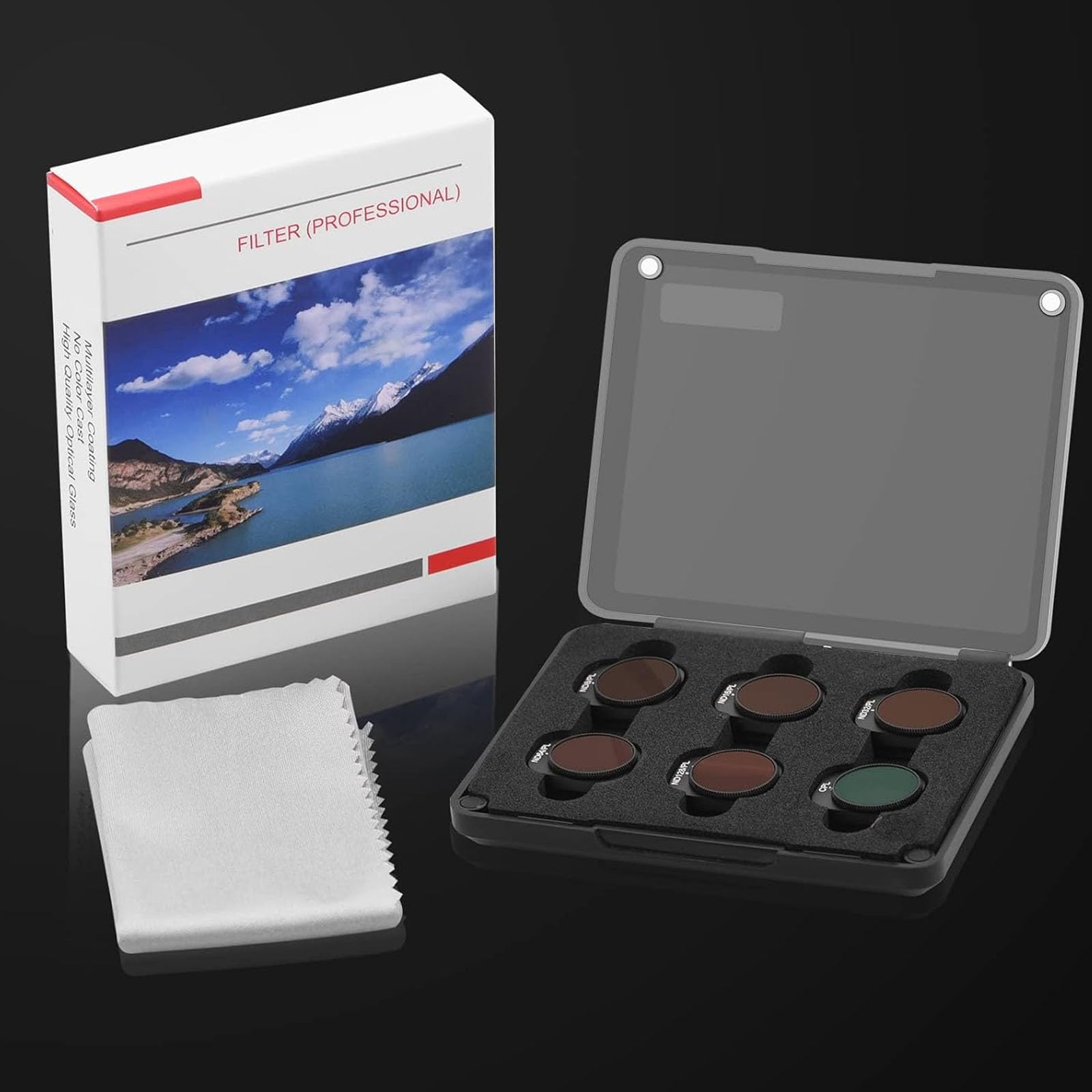 BRDRC Mini 3 Pro Filter-Set, 6 Stück CPL, ND8/PL, ND16/PL, ND32/PL, ND64/PL, ND128/PL Neutraldichtefilter, kompatibel mit DJI Mini 3 Pro/Mini 3 Drohnenobjektiv-Zubehör (Rahmen aus Aluminiumlegierung)