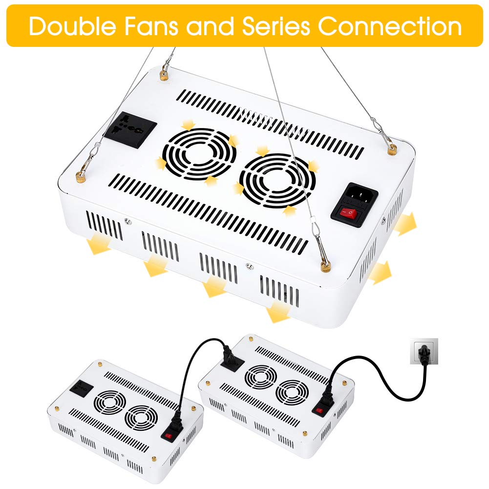 eecoo Lampa LED do uprawy roślin, 1200 W, światło do roślin, pełne spektrum światła, światło do roślin wewnętrznych, do nasion, pąków, roślin warzyw i kwiatów