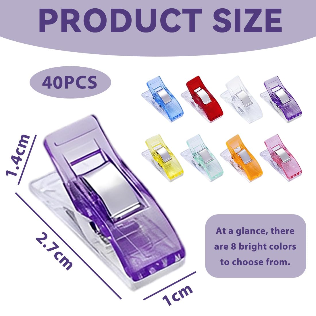 Sewing Clips 40 Pezzi, Clip da Cucito Multiuso in Plastica, Mollette da Cucito per Cucire e Crafting