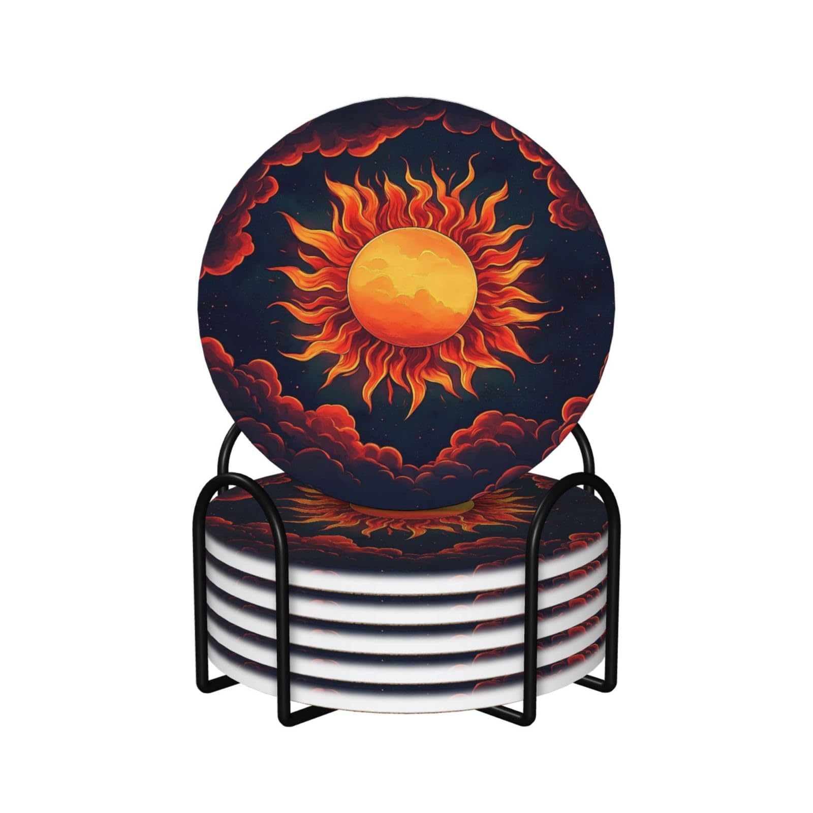 Dessous de verre en céramique lot de 6 avec support liège anti-rayure pour table basse de salon