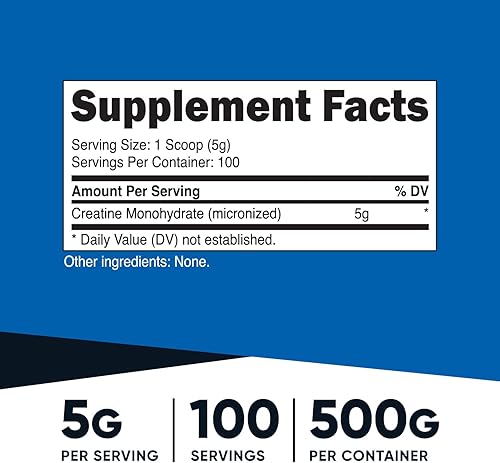 Miniatura 2 de Monohidrato de creatina Nutricost 100porciones 018 oz por porción monohidrato de creatina pura Paquete de 1 1
