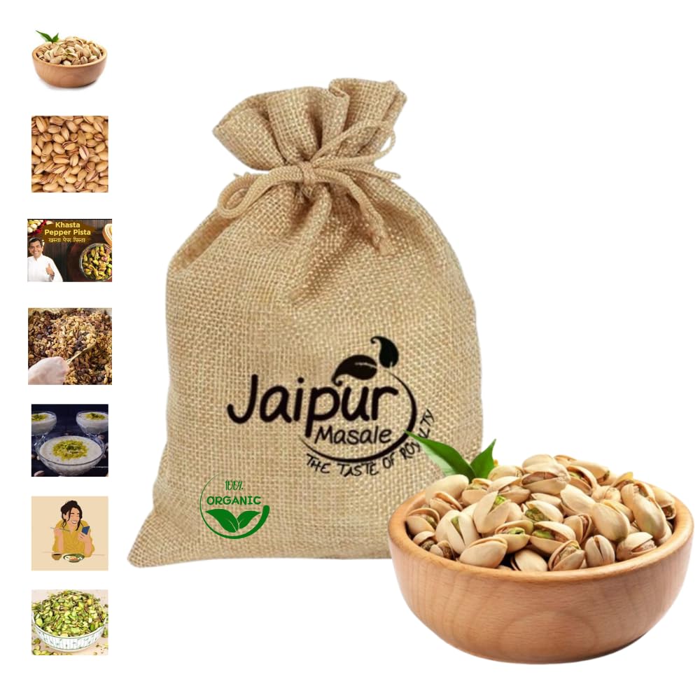 SHAAN-E JAIPUR Natural Premium Salted Pista | Pista Kernel with Shell | High in Protein Pistachios Kernels | Salted Pista Healthy Snack (900 Gram) with Jute Bag