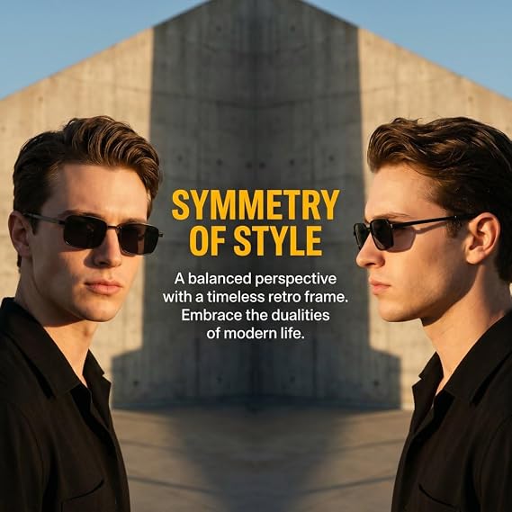 Small Rectangle Sunglasses for Men Women Retro Fashion Eyewear with Black Metal Frame for Daily Wear