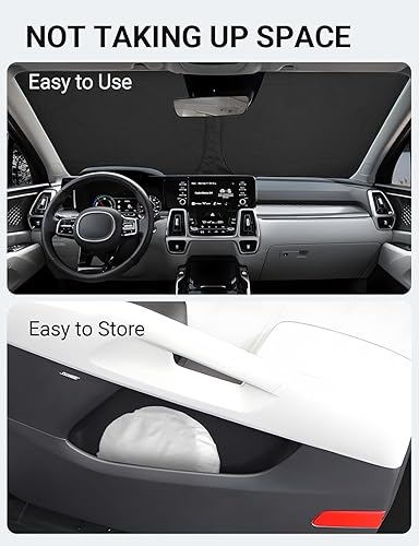 Vista 654 de Proadsy Parasol para parabrisas para BMW X1 F48 2016-2022 de 4 capas plegable, protector de parasol frontal que bloquea los rayos UV y mantiene