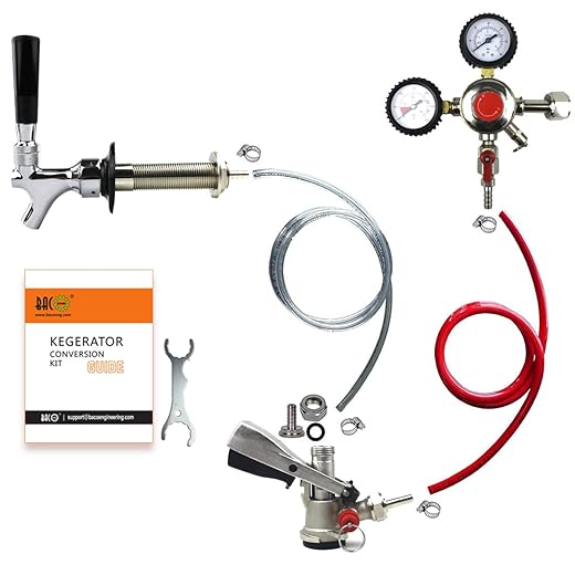 BACOENG 1-Tap Kegerator Kit, Complete Beer Tap Kit for Refrigerator with Stainless Steel Tap Probe and Hose & Parts, Keg Tap Kit for Home Bars, Parties, Commercial Use