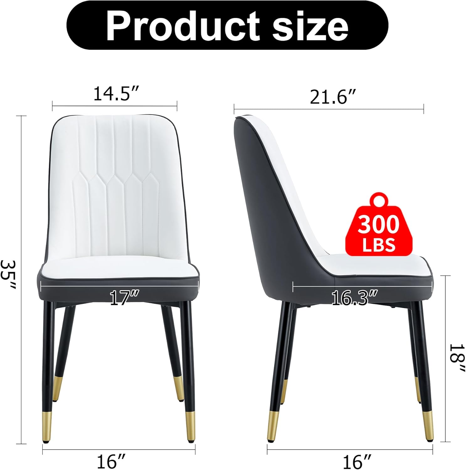 Dining Chairs Set of 4,Grey Leather Dining Chairs,Kitchen Chairs Upholstered,Modern Dining Room Chairs with Gold Metal Legs Frame for Restaurant,Kitchen and Dining Room