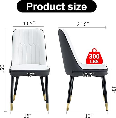 Miniatura 3 de Juego de 2 sillas de comedor, modernas sillas de comedor, equipadas con cojines de respaldo de piel sintética y patas de metal negro, adecuadas para