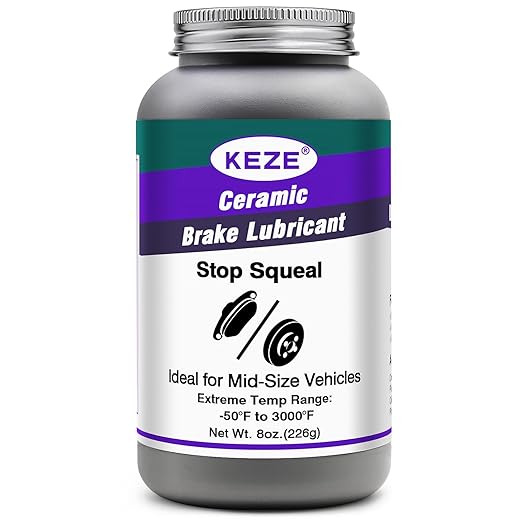 Keze High Temp Ceramic Brake Parts Lubricant Extreme Brake Grease/Lubricant for Caliper Pin Pad Parts Assembly Automotive Prevents Seizing Stops Squeaking, 8oz Brush Top Can