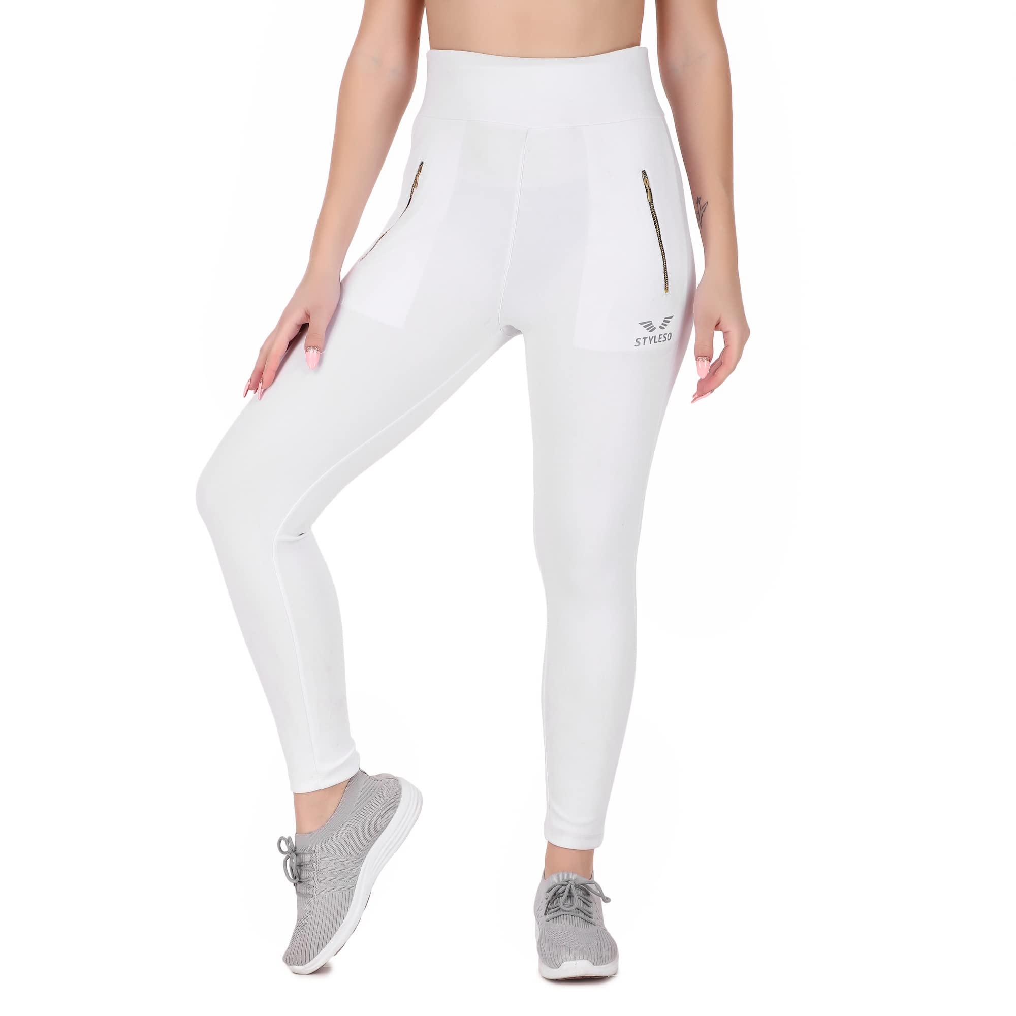 Women's 4-Way Stretchable Tights, High Rise, Zip Pockets, Ankle Lenght-picture-42