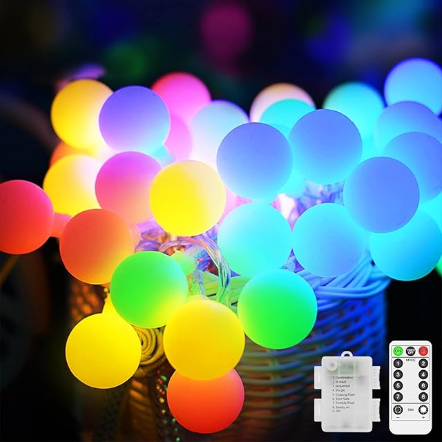 10M 100 LED Fairy Lights Battery Operated Christmas Lights Waterproof Mini Globe String Lights with Remote 8 Modes for Bedroom Patio Garden Party Tree Indoor Outdoor Decorations-Multicolored