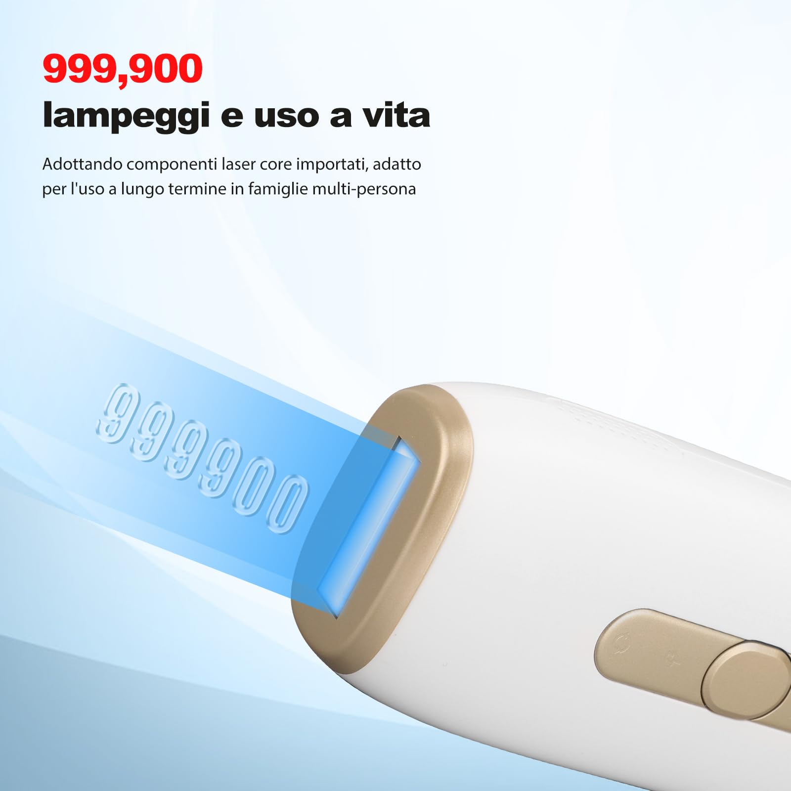 IPL epilatore luce pulsata, Raffreddamento Zaffiro Senza Dolore Epilatore luce Pulsee, 1200nm Epilatore laser, 3 Modalità Regolazione 5 Velocità, Depilazione Permanente