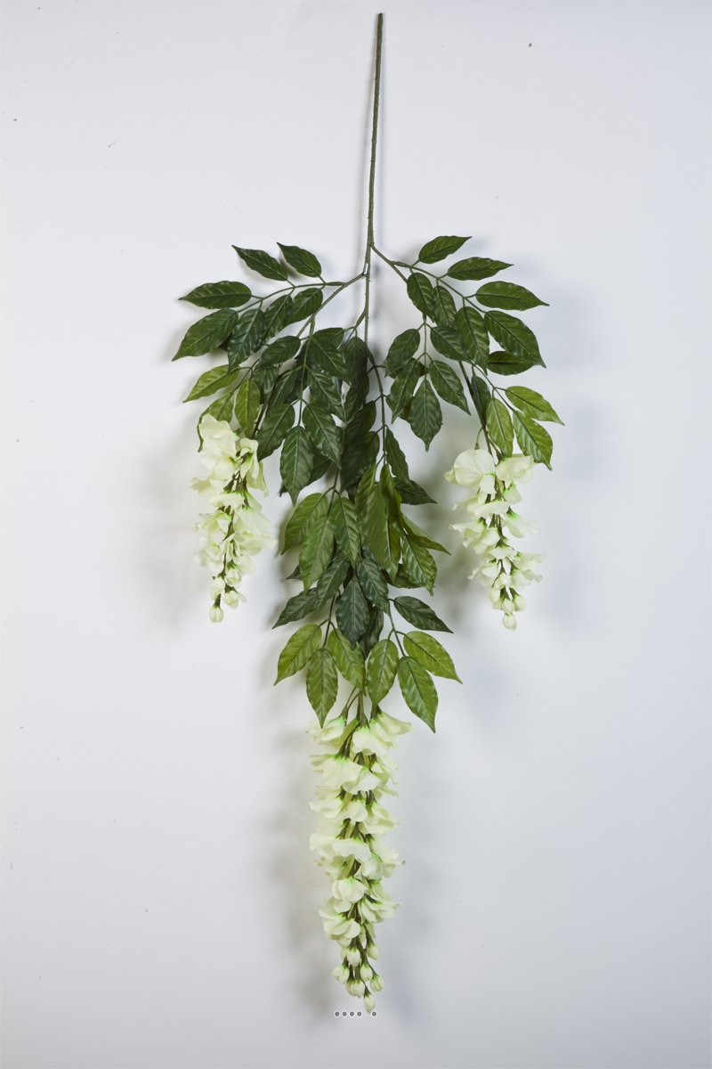 Artificielles.com Artificial Wisteria Branch Cream Height 85 cm 81 Leaves 1 Flower Colour: Cream