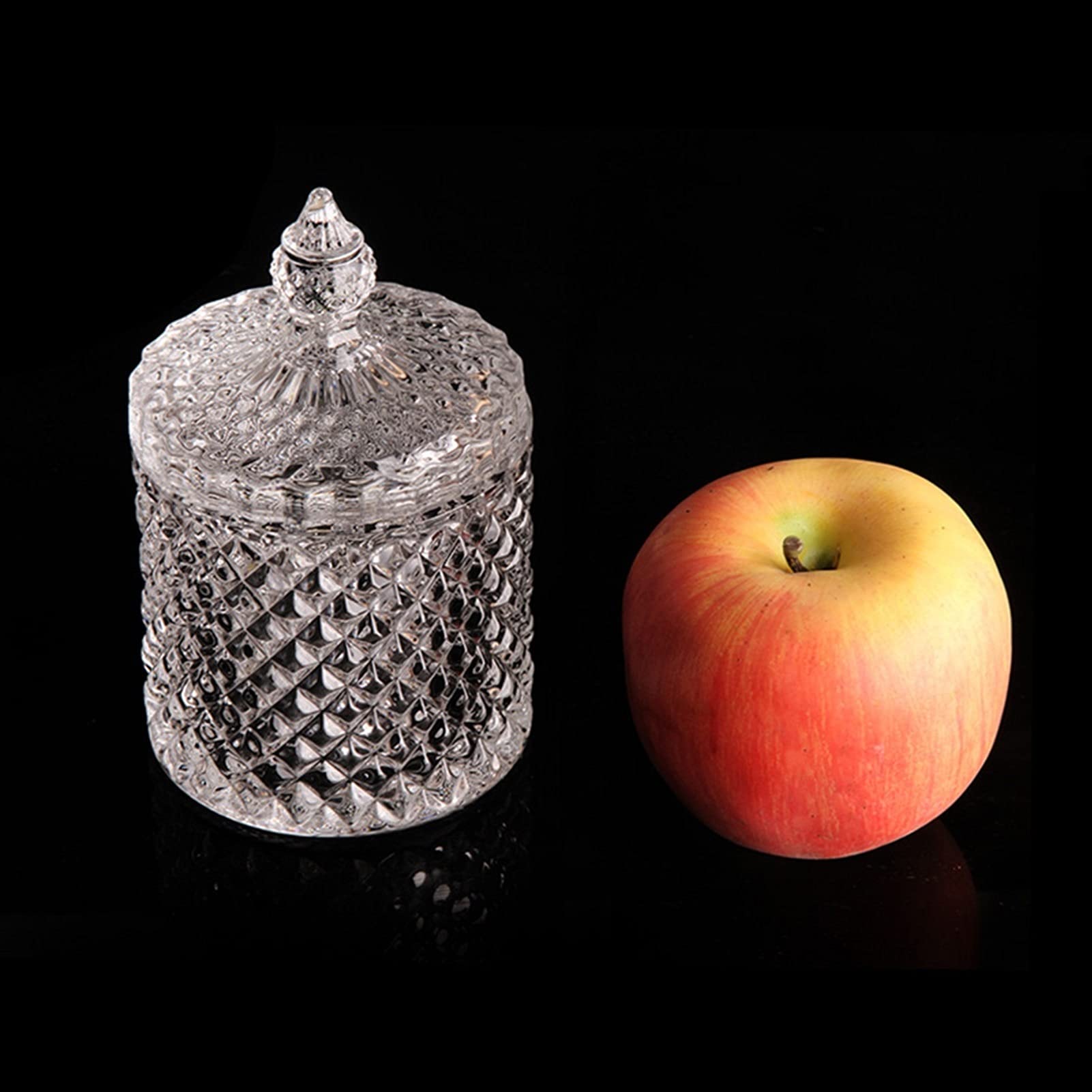 Sucrier avec Couvercle sucrier sucrier en Verre Vintage avec Couvercle, Pot en Verre à Relief tridimensionnel rétro européen Pot à Bonbons Pot d'assaisonnement avec Couvercle
