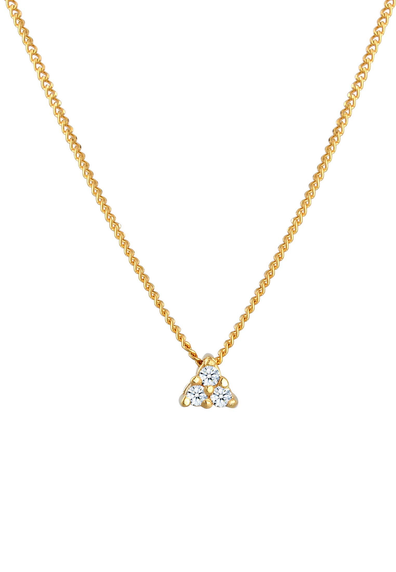 Elli DIAMONDS Halskette Damen Panzerkette Dreieck mit Diamant (0.045 ct) in 585 Gelbgold