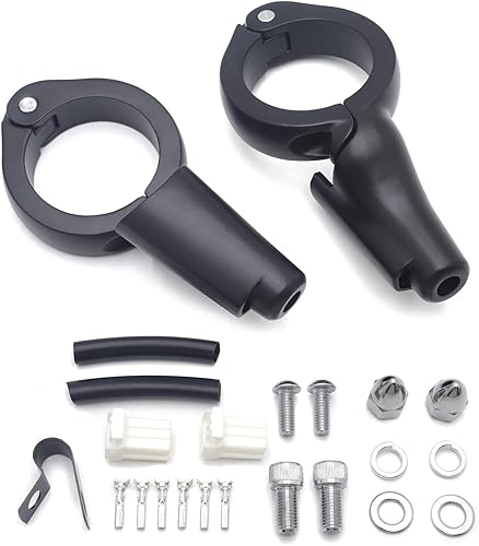 Miniatura 8 de HTTMT- Kit de reubicación de señal de giro cromada delantera de motocicleta compatible con H-D Harle FXD Dyna 2008-2017 PN MT224-023-CD