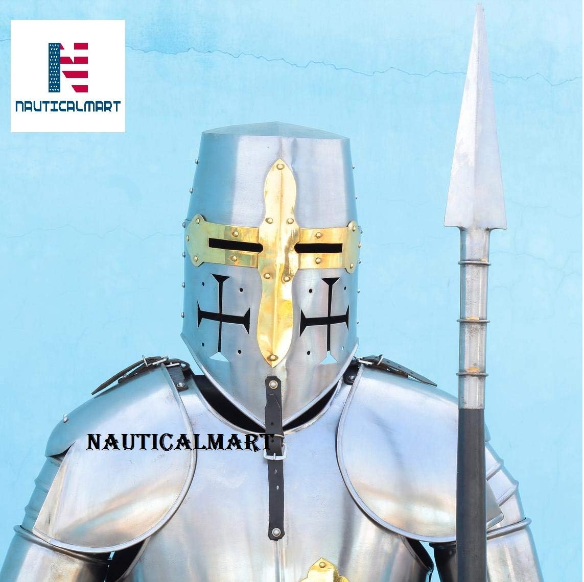 Nautical-Mart Metallic Full Body Armour Suit | Combat Wearable Full Body Steel Costume LARP & Stage Dramas Act Body Costumes