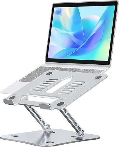 H&C(hcck&Cllassp) Aluminum Laptop Stand for Desk, Foldable and Portable Laptop Riser, Adjustable Notebook Stand, Ventilated Cooling Bracket,