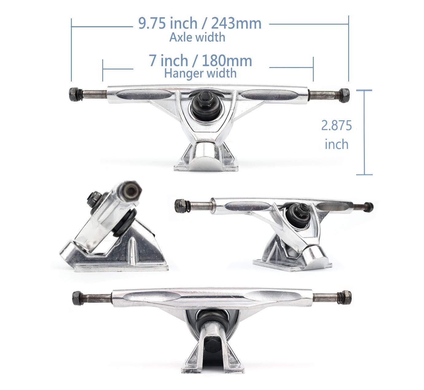 VJ skateshop Longboard Skateboard Combo Package with 70mm Wheels 7inch 180mm Aluminum Trucks, Bearings Hardware Complete Set