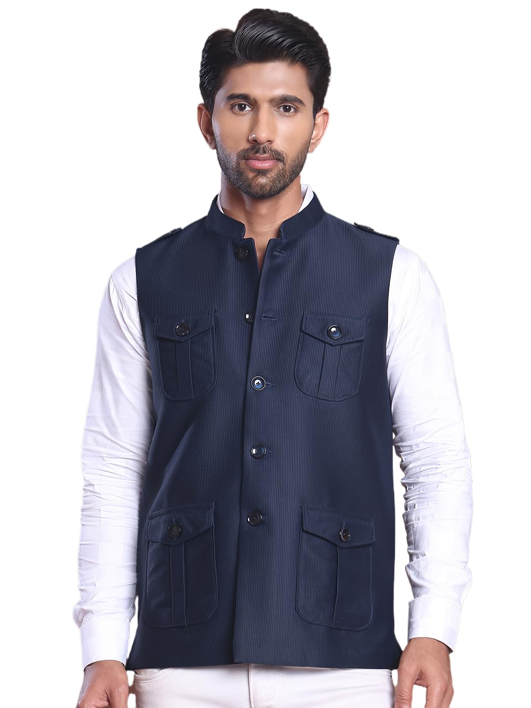 jompers Black Soild Nehru Jacket for Men-picture-15