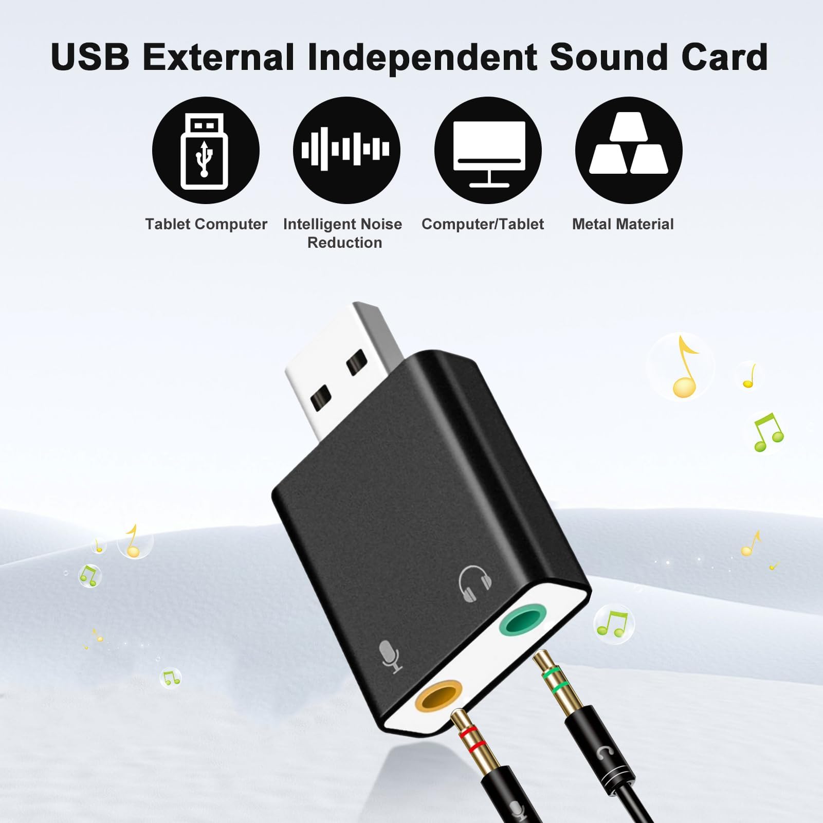 Audio Card Usb Hagibis - Scheda Audio Esterna USB, Adattatore Da Jack A USB, 2 In 1 Da USB A 3,5 Mm, Cuffie E Autoparlanti Usb Pc - Foto 8