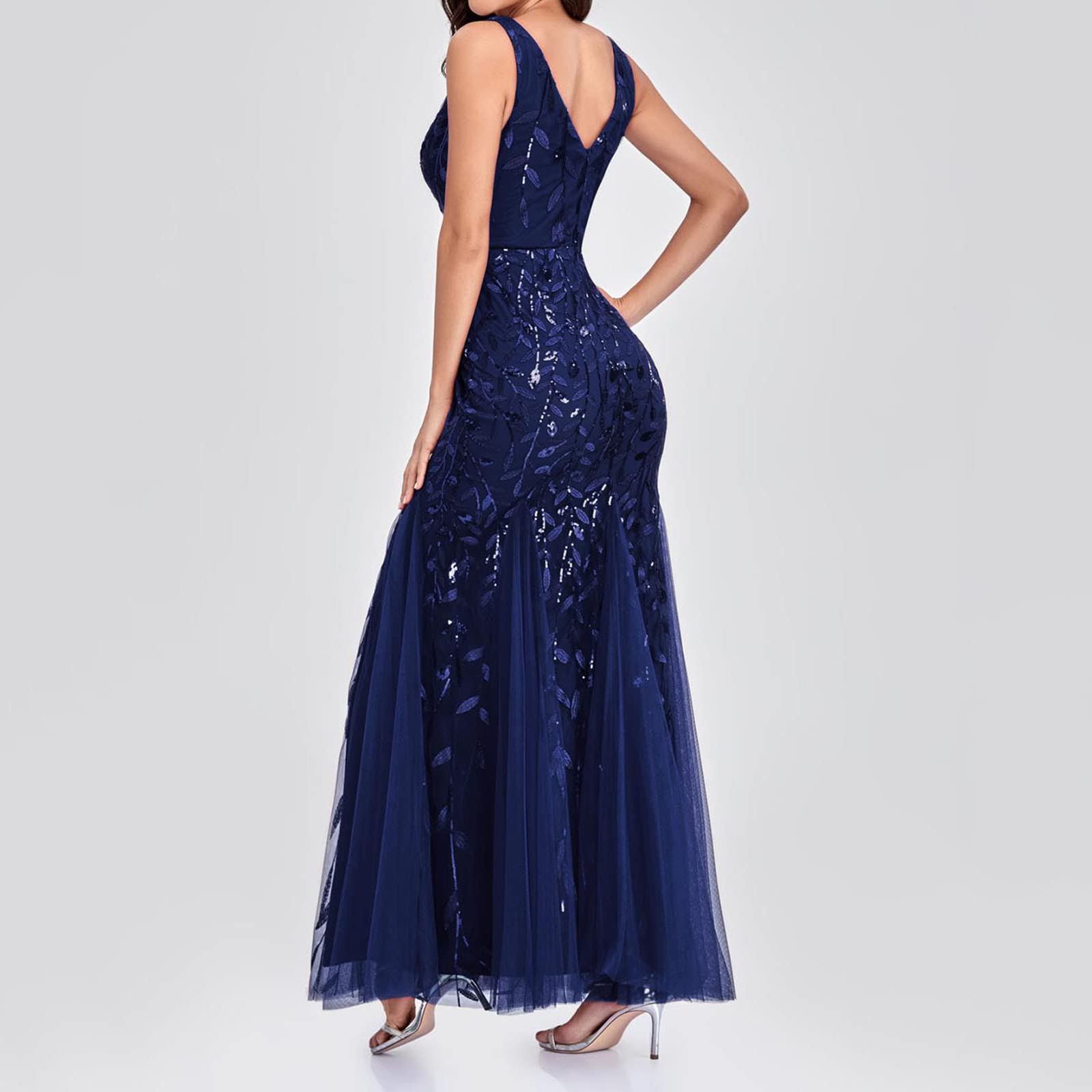 Vestito Donna Elegante Curvy Lunghi Festa Ruffled Ballo Abiti da Sera Vestito da Sera Eleganti Cerimonia Abito da Donna Classico Cocktail Party Vestito Donna Banchetto