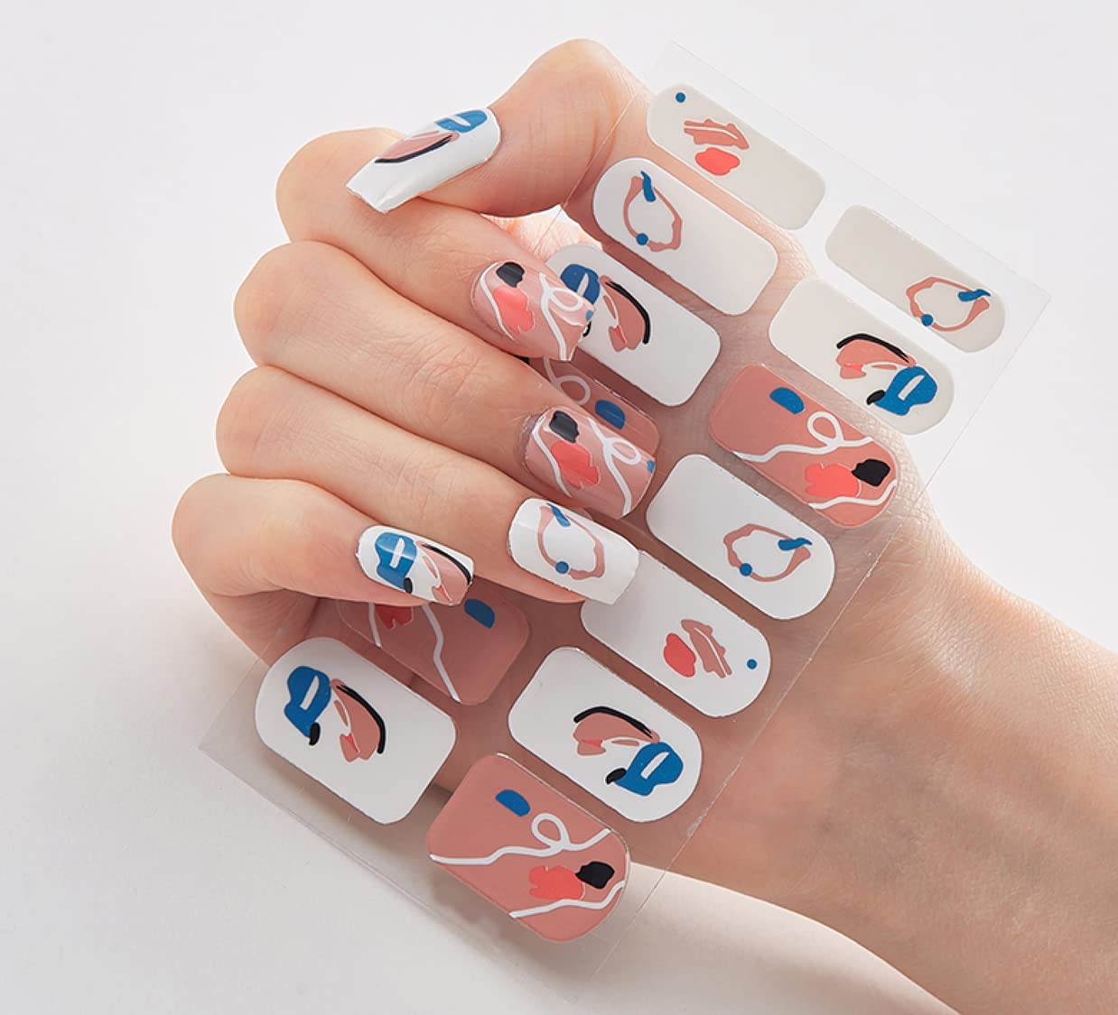 3D Nails Stickers for Women, Girls, Female & Kids Waterproof Nail Art Glittery Luxury Extension Peel Off Self-Adhesive DIY Nails Stickers 14 Tips DQ3-26 (Multicolored)-image-24