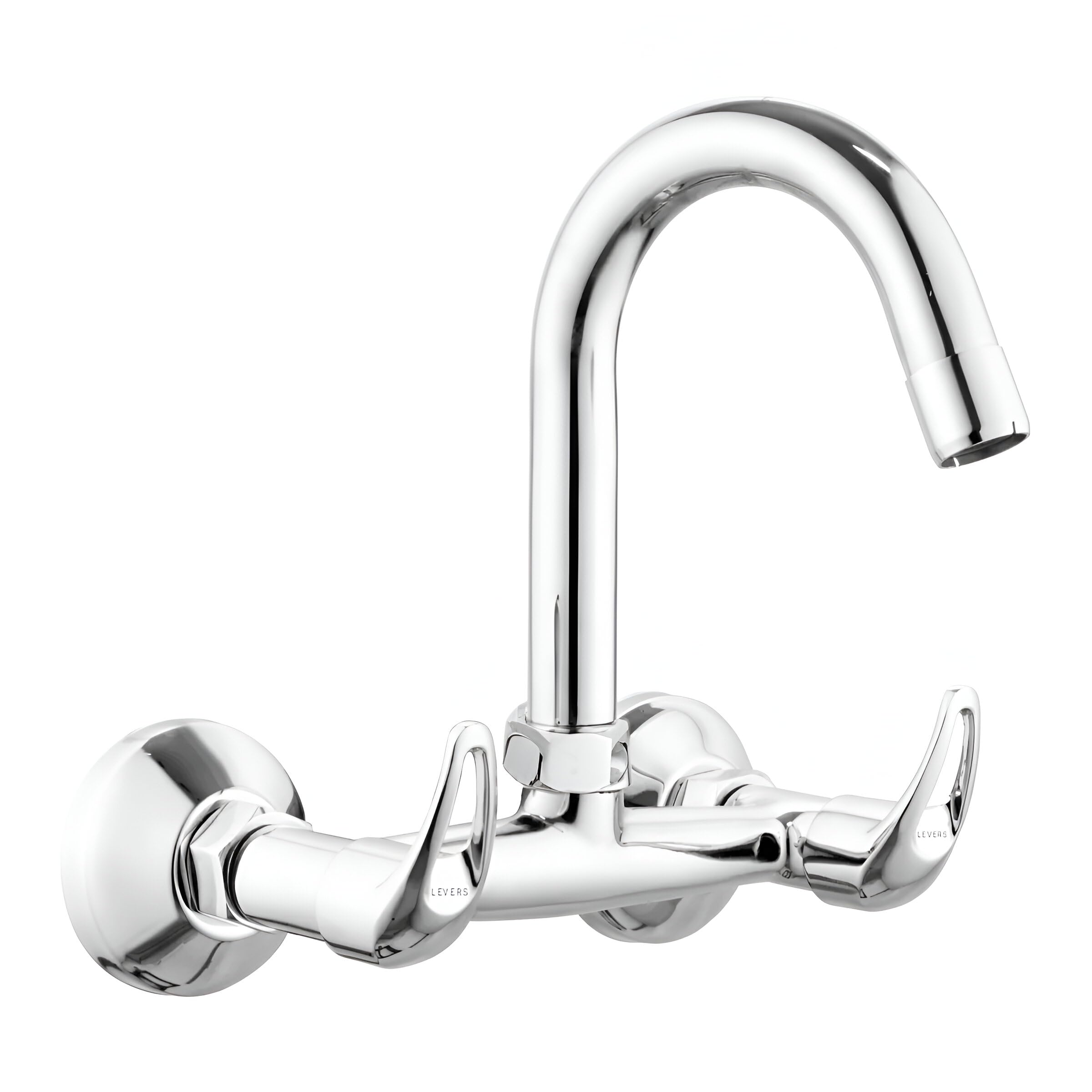 LEVERS L919793 Lazer Brass Kitchen Sink Mixer for Kitchen Sink with 360 Degree Rotating Spout/Wall Mounted for Hot and Cold Water Both (Chrome Finished) with Wall Flange (B0CV4YGGSP) Amazon Price History, Amazon Price Tracker