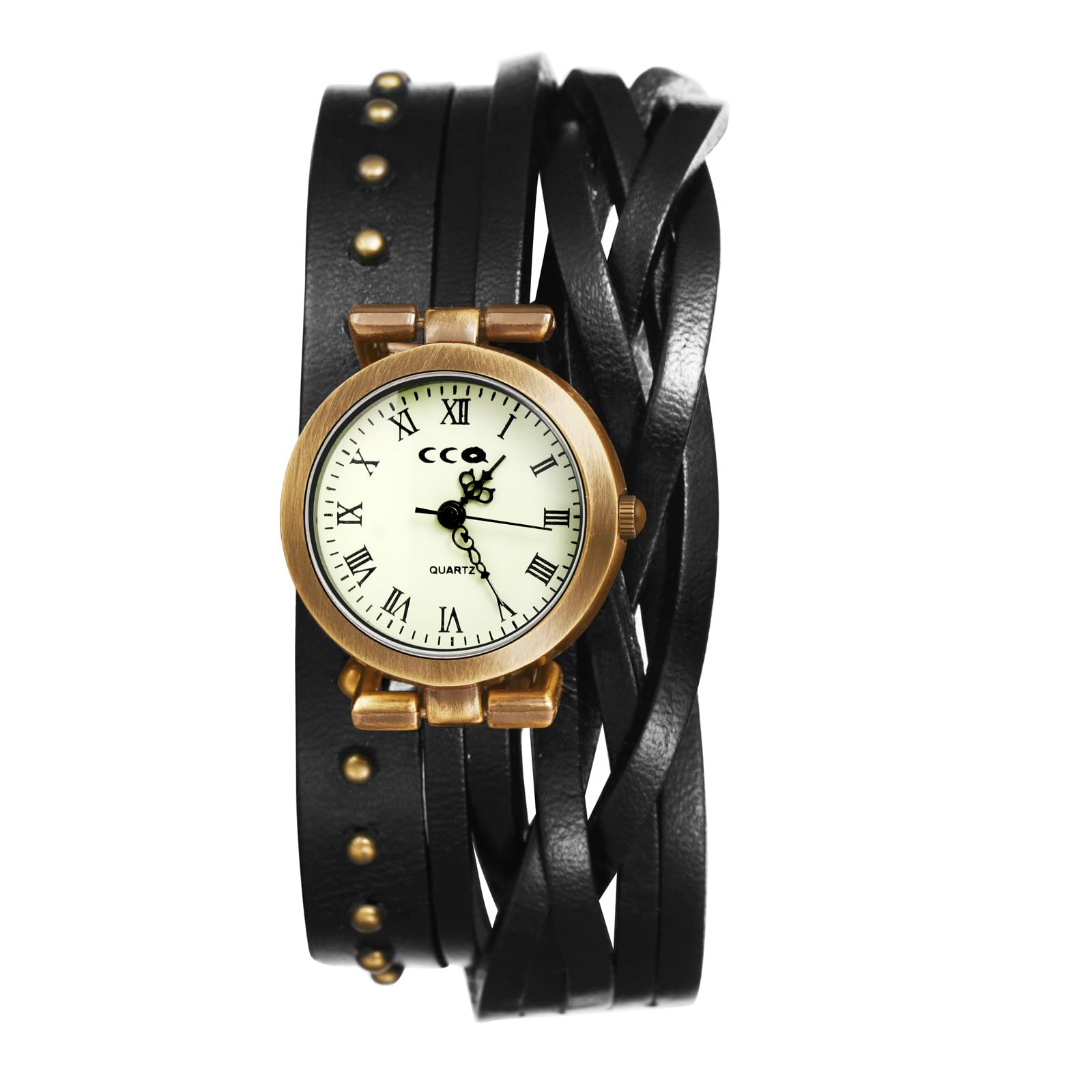 JewelryWe Damenuhr Leder Uhren Damen - Klassische Runde Anal