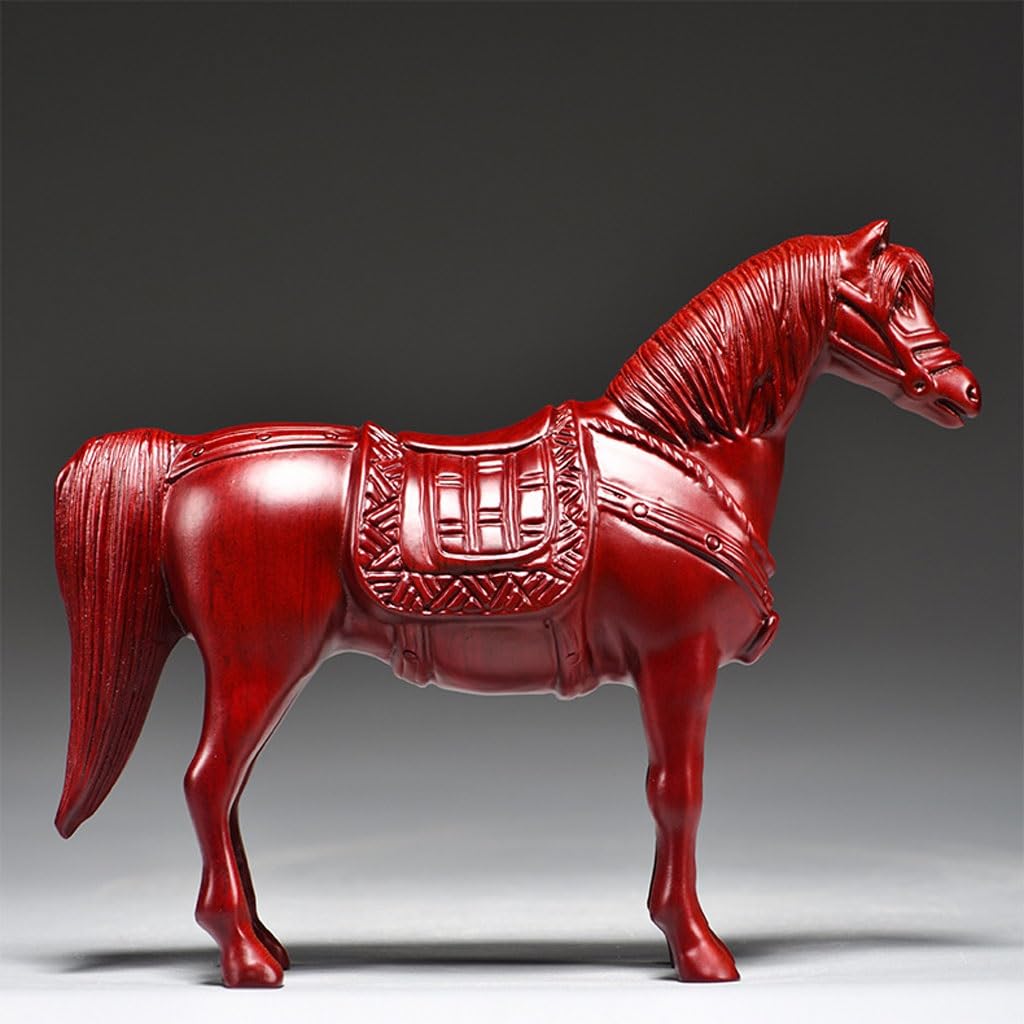 Amazon.co.jp: ホームデコレーション 赤い木彫りの馬の飾り マホガニー