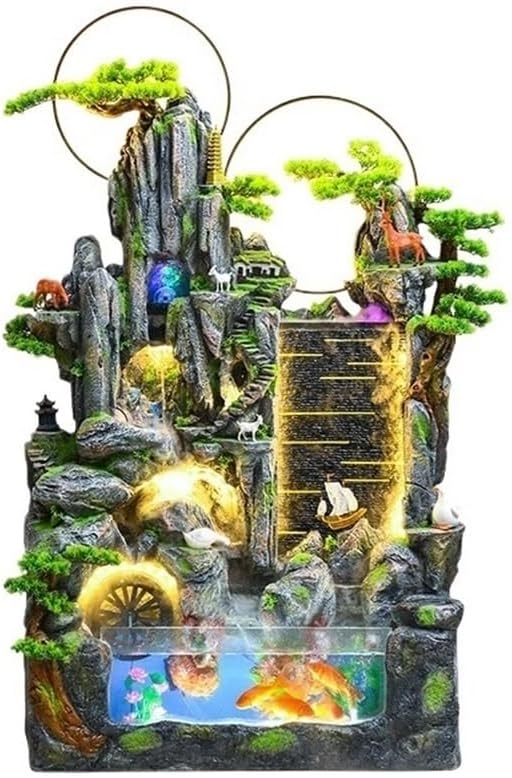 Fountain Large Floor-Standing Rockery Water Fountain Ornaments Fish Tank Circulating Water Living Room Feng Shui Decoration for Gardens