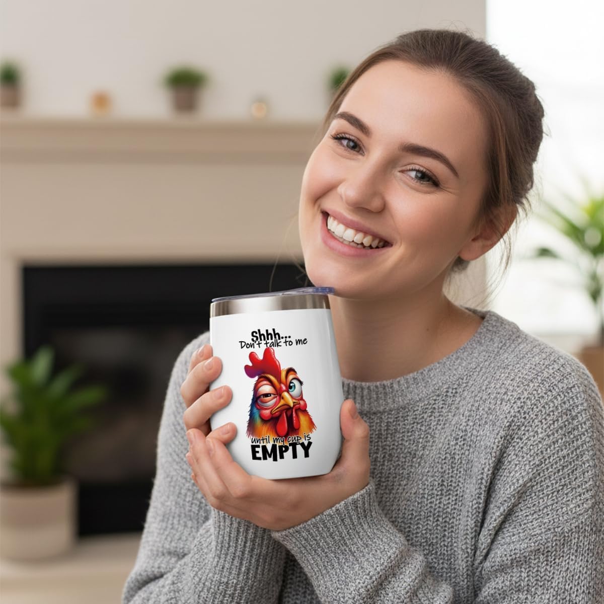 Funny Quotes Wine Tumbler, Sarcastic Chicken Gifts Chicken Decor Stuff Double Wall Vacuum Insulated Coffee Mug Wine Glass 12 oz Tumbler with Lid for Women Men Leader Mentor Work Birthday Christmas - Image 3