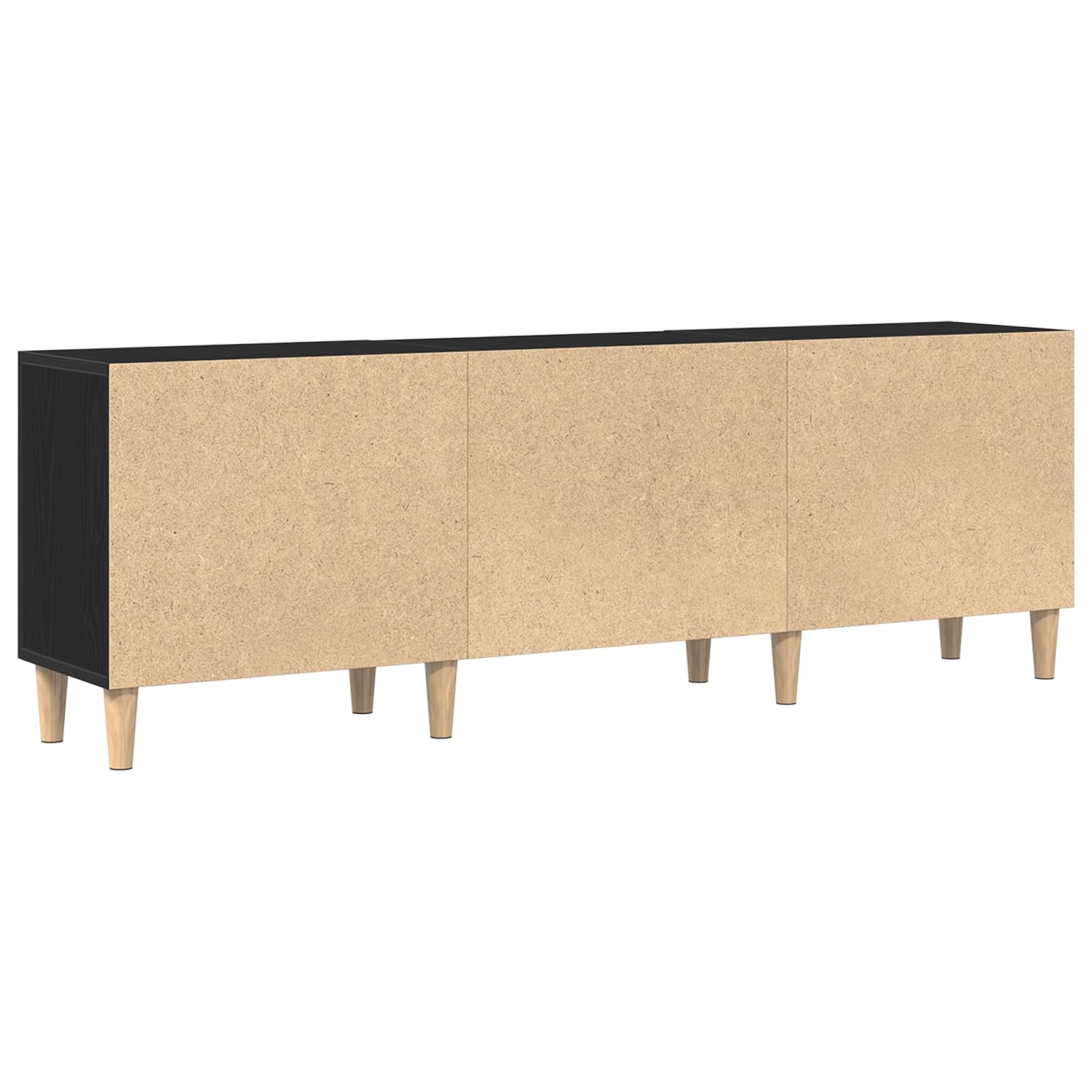 Mueble para TV de aspecto de roble negro, 150 x 30 x 50 cm, con espacio de almacenamiento, estantes y puertas con bisagras para sala de estar, cine en casa, juegos y almacenamiento multimedia