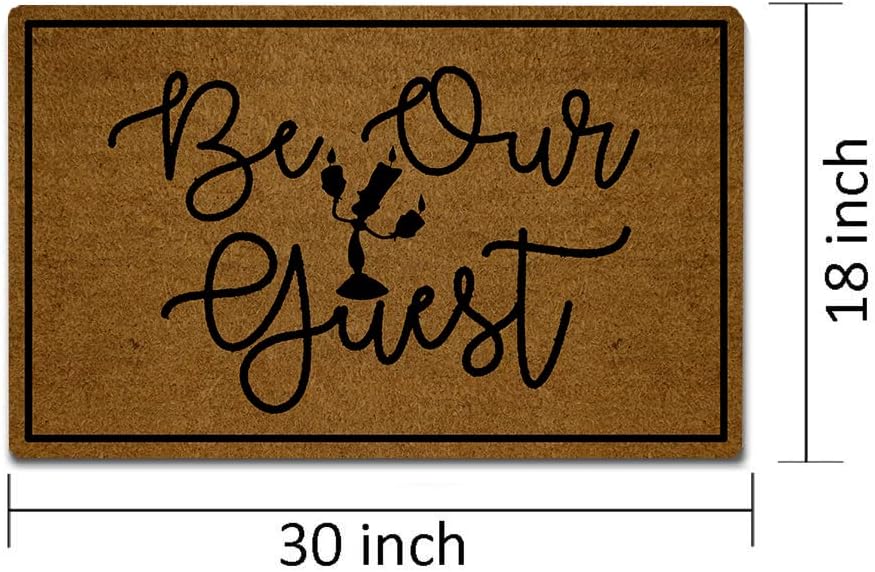 Funny Door Mat Non-Slip Back Rubber Entry Way Doormat Outside | Be Our Guest | Standard Outdoor Welcome Mat | Patio Home Office Indoor | Non-Woven Fabric 18 Inch x 30 Inch
