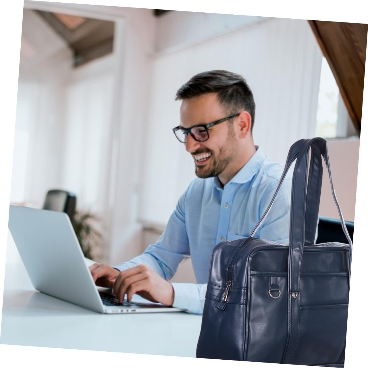 Borsa Tracolla per Laptop e Scuola Borsa Spalla Leggera e Capiente per Ufficio e Studenti Design Blu Scuro