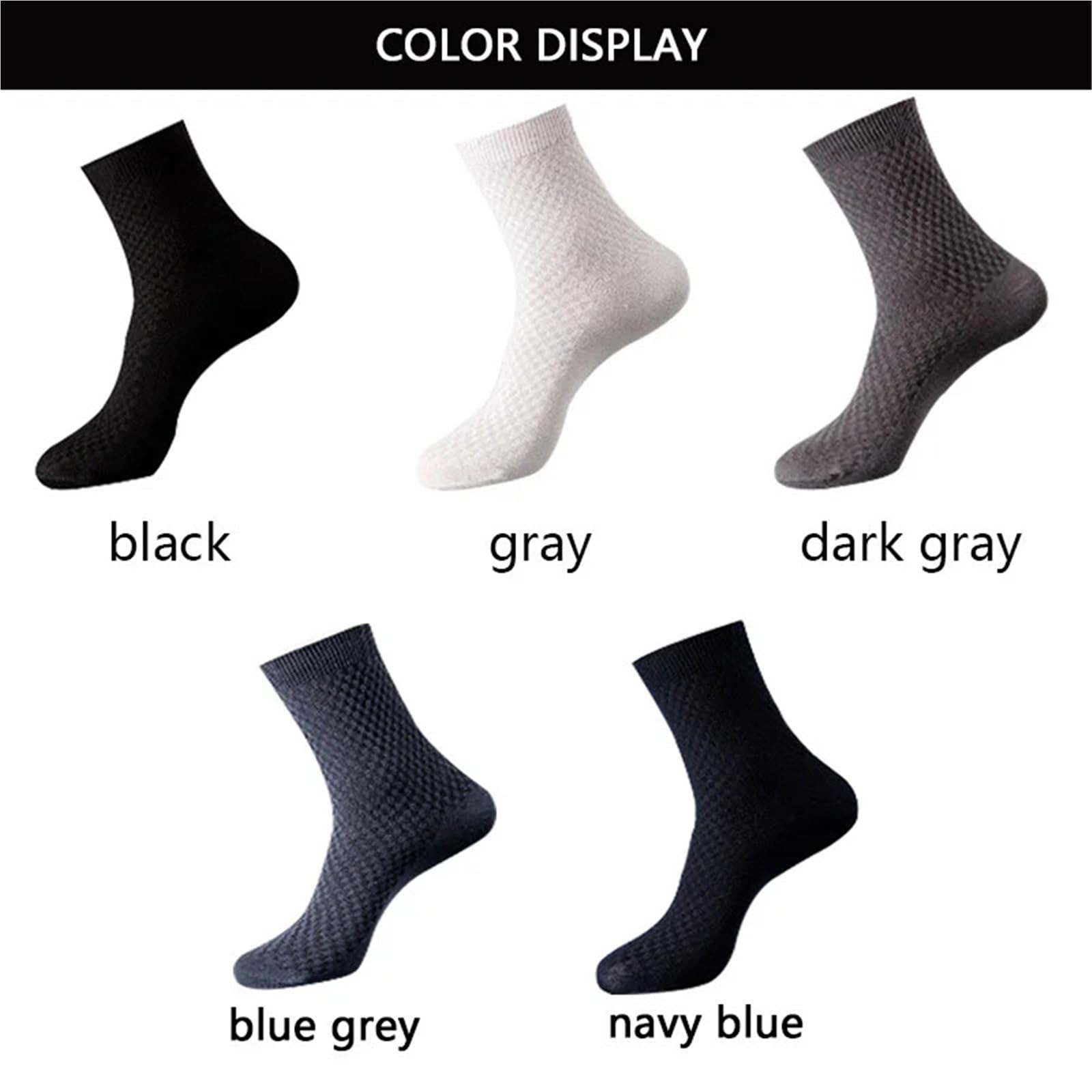 Chaussette De Contention Homme Lot de 10 paires de chaussettes en fibre de bambou for homme, chaussettes de compression respirantes, longues, décontractées, for le travail, grandes tailles 38-45(10 bl