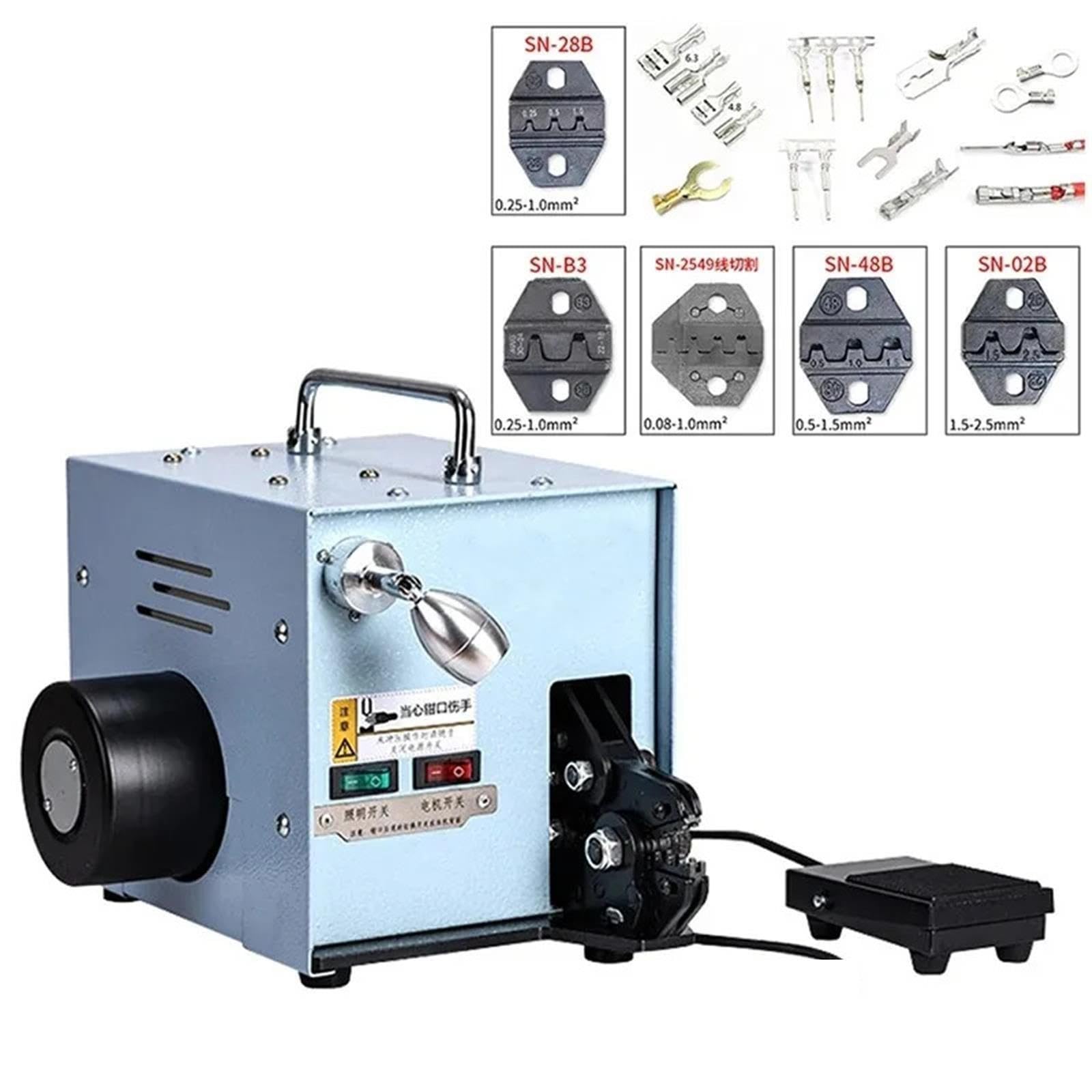 YQ-02A Maszyna do zaciskania terminali 60W 50 Hz Elektryczne narzędzia do zaciskania terminali na zimno z wymiennymi zestawami matryc(Gold)