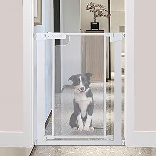 Callowesse Metal Mesh Child & Pet Pressure Fit Safety Gate 75-82cm x H76cm. Suitable for Doors and Stairs - Glacial