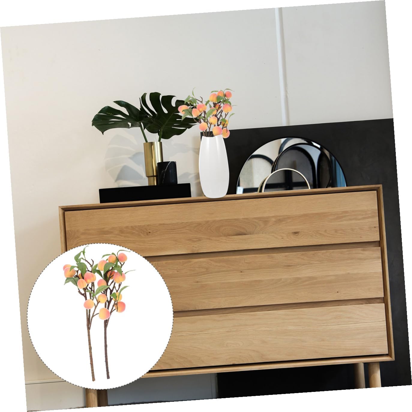 Ipetboom Artificial Peach Branches Simulation Peach Fruit Faux Fruit Branches Pink Medium Size 2pcs Home Décor Floral Arrangement for Living Room Table Centerpiece