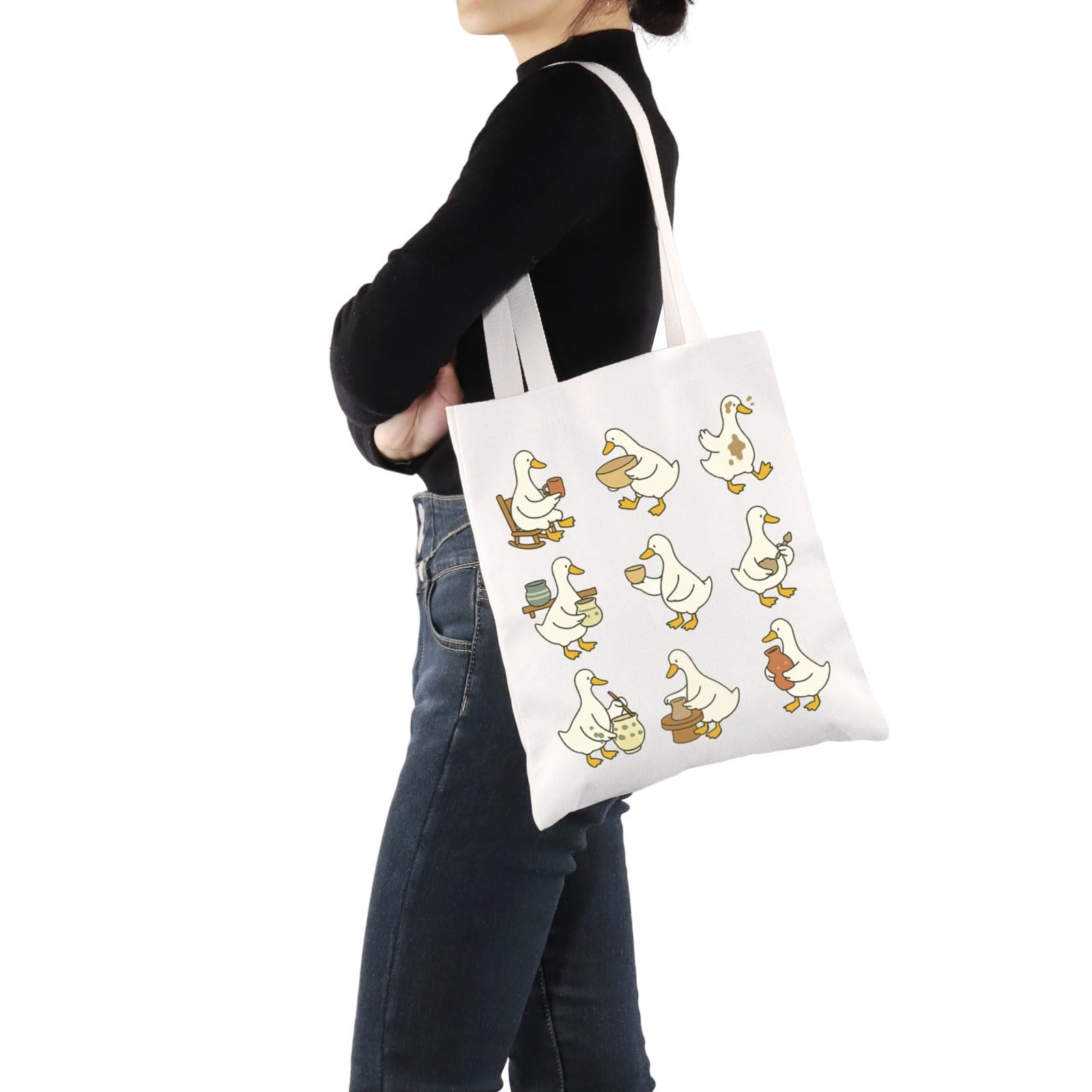 G2TUP Funny Pottery Lover Gift Cute Goose Pottery Tote Bag Ceramic Artist Handbag Ceramic Maker Gift