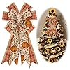 Large Fall Bows for Wreath Thanksgiving Pumpkin Leaves Wreath Bows Orange Buffalo Plaid Bows for Front Door Farmhouse Ornament Burlap Tree Topper Bows for Fall Indoor Outdoor Decoration