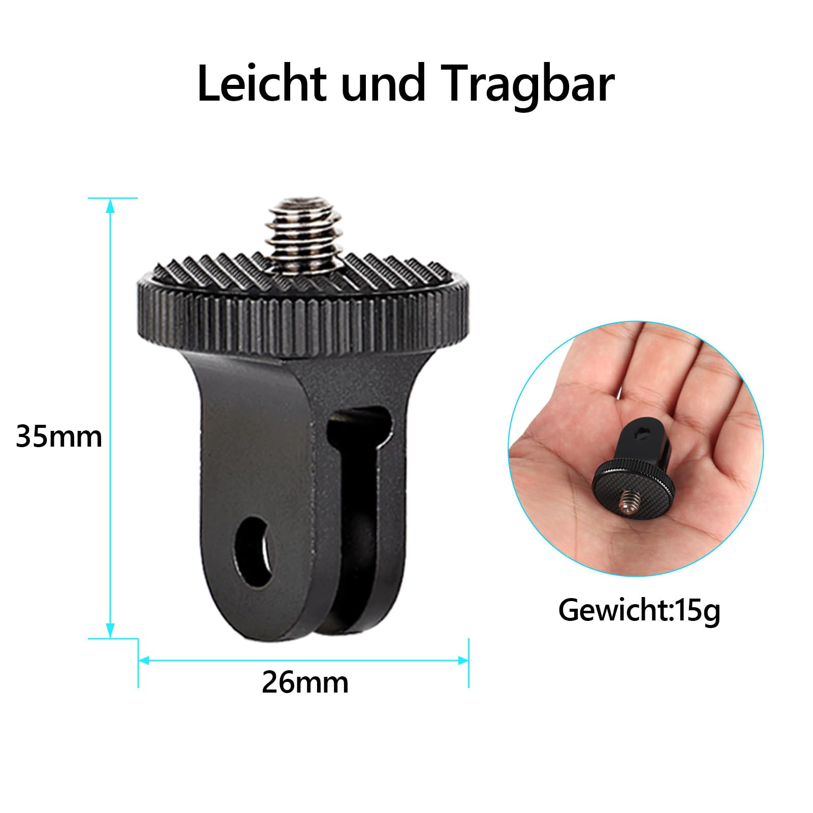 Aluminium Stativadapter Für Actioncams – 1/4 Zoll, 360° Schwenkbar Für GoPro & Insta360