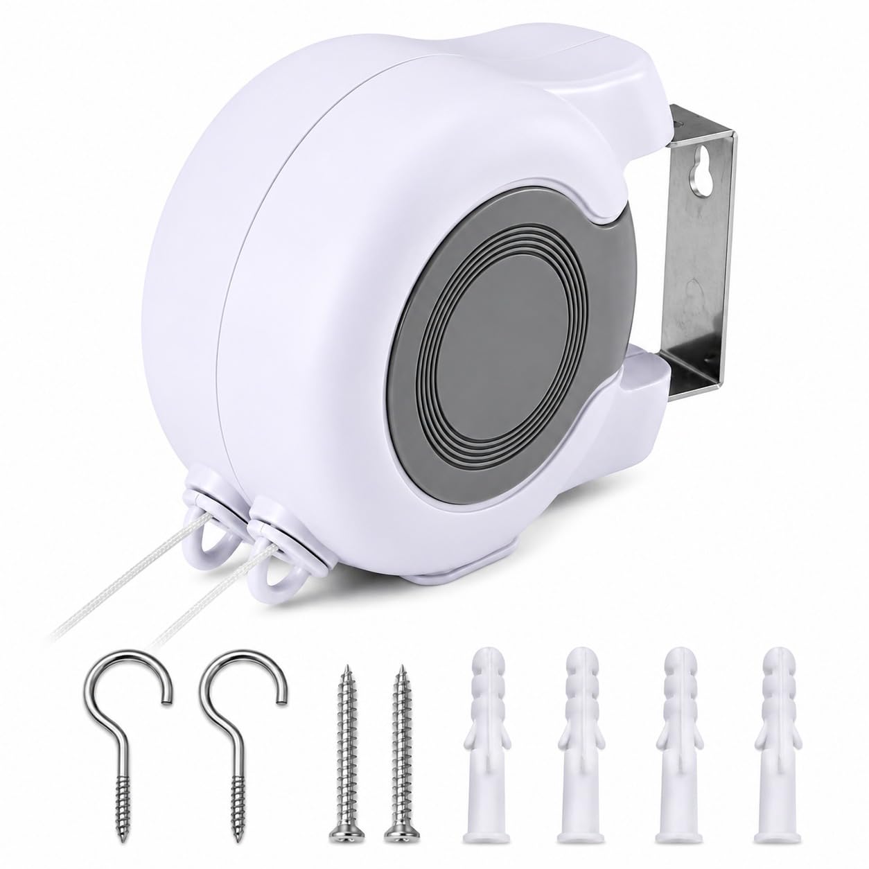 Retractable Washing Line 30m Twin 2x15m Wall Mounted Clothesline Heavy Duty Indoor Outdoor Space Saving Garden Laundry System UK